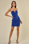 Cocktail Dresses Short Strapless V-Wire Bodycon Dress Ink Blue