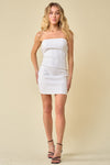 Cocktail Dresses Short Strapless Organza Ribbon Back Tie Bodycon Dress Ivory