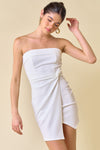 Cocktail Dresses Short Strapless Twisted Front Bodycon Dress Off White