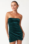 Cocktail Dresses Short Strapless Stretch Velvet Wrapped Dress Hunter