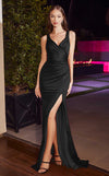 Prom Dresses Fitted Formal Glitter Slit Prom Dress Black