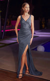 Prom Dresses Fitted Formal Glitter Slit Prom Dress Midnight Grey