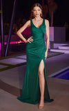 Prom Dresses Fitted Formal Glitter Slit Prom Dress Emerald