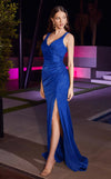 Prom Dresses Fitted Formal Glitter Slit Prom Dress Royal