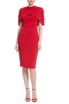 Cocktail Dresses Short Cocktail Fitted Capelet Dress Red