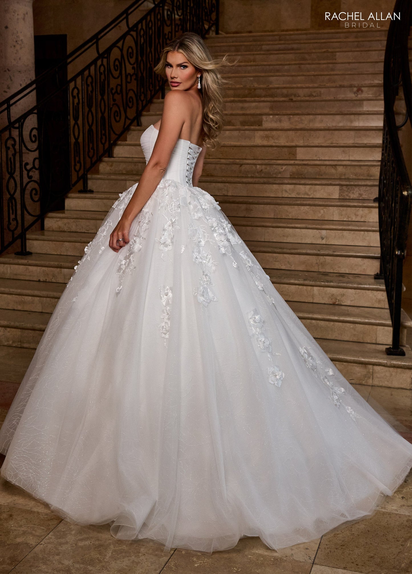 Wedding Dresses Long beaded Floral 3D Detail Wedding Dress Ivory