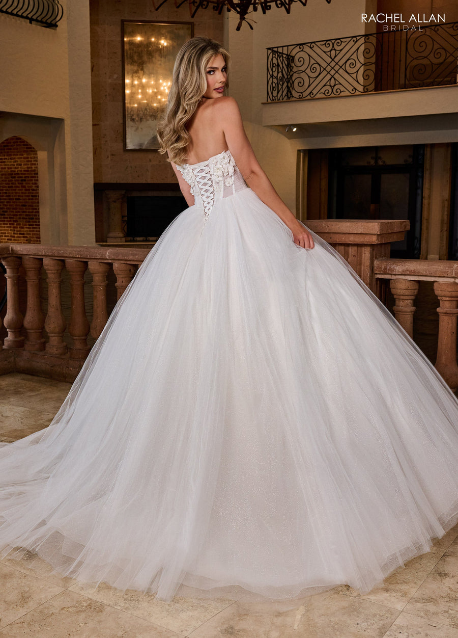 Wedding Dresses Long Glitter Pleated Wedding Dress Ivory