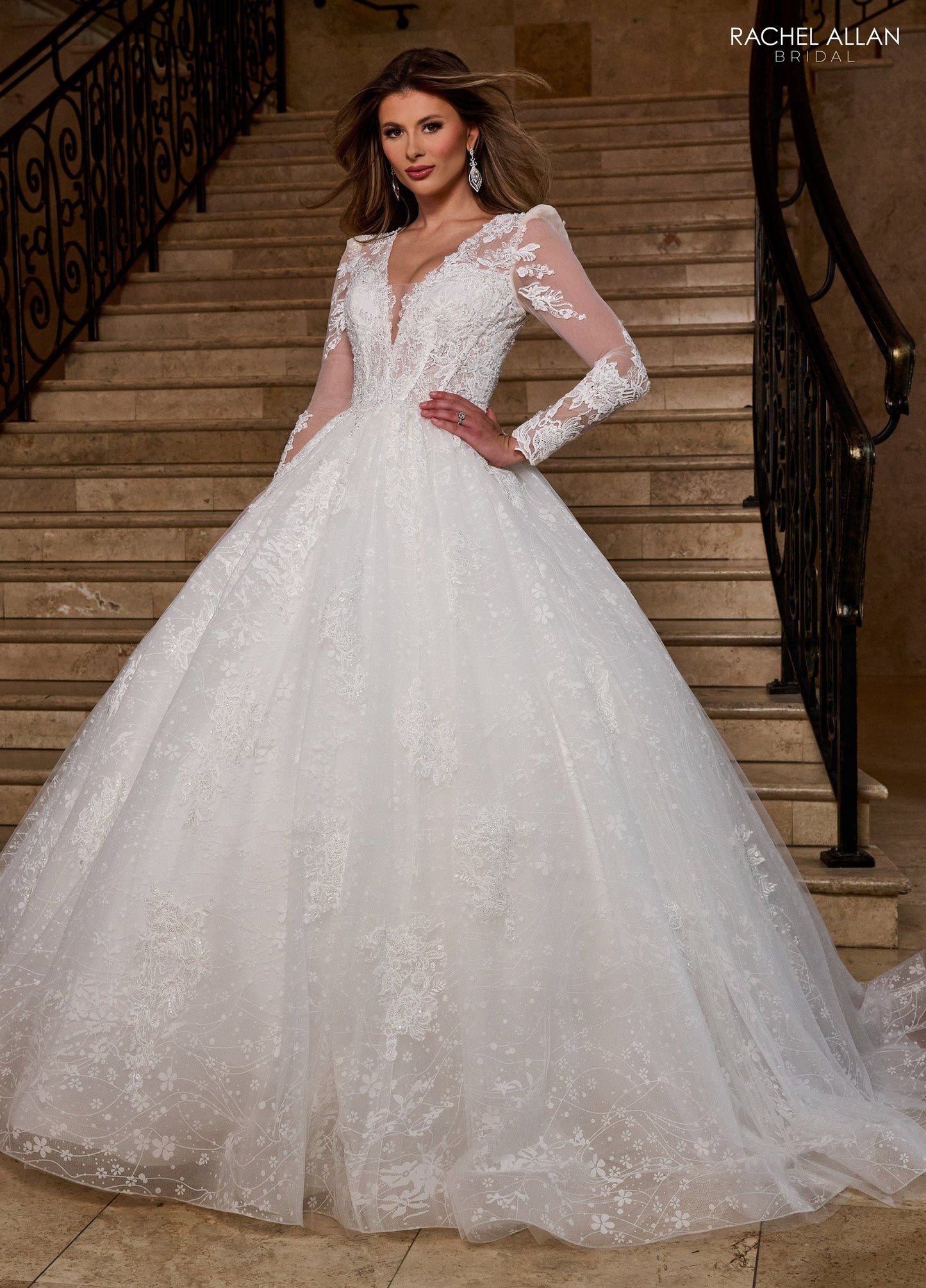 Wedding Dresses Long Glitter Beaded Lace Wedding Dress White