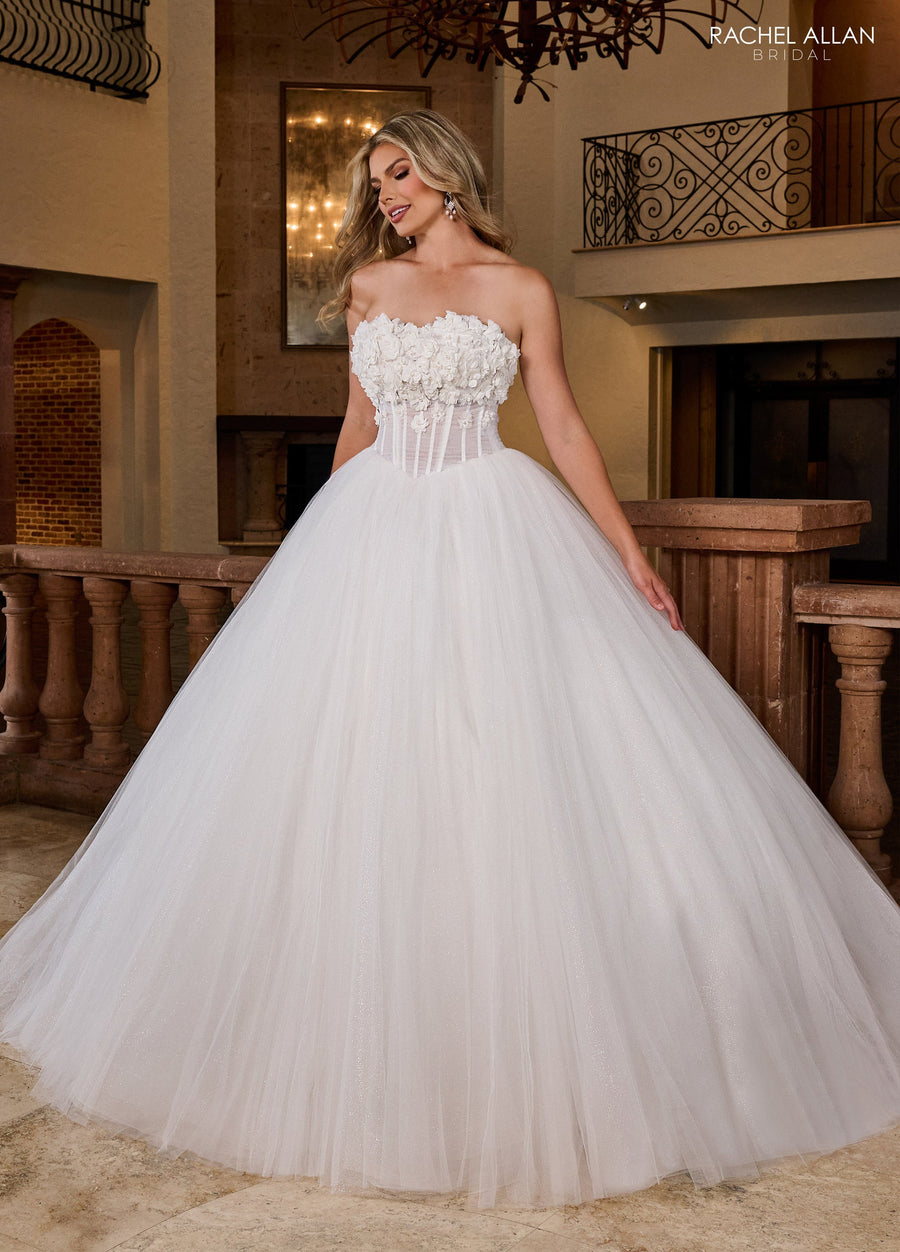 Wedding Dresses Long Glitter Pleated Wedding Dress Ivory