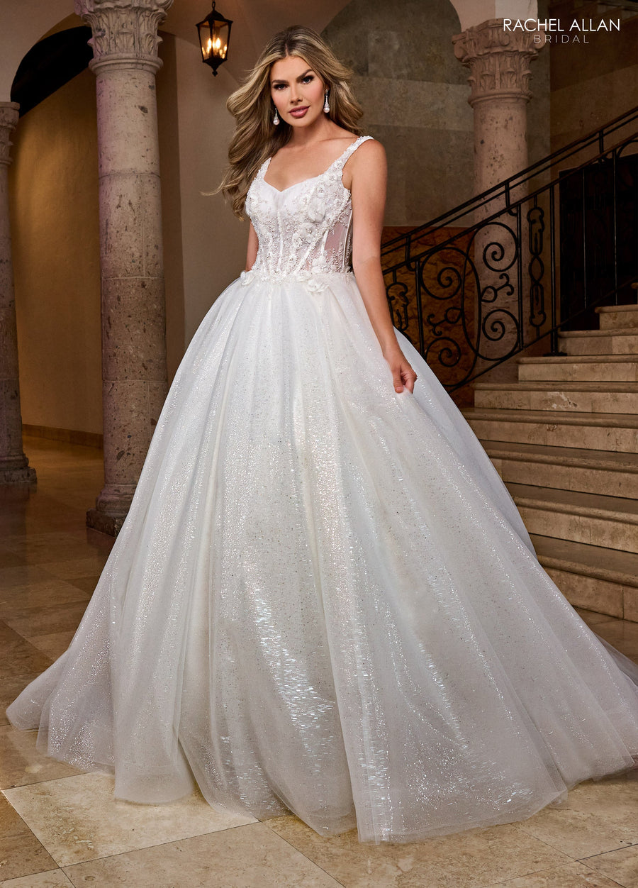 Wedding Dresses Glitter Ball Gown Applique Beaded Wedding Dress Ivory