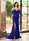 Formal Dresses Long Ruffle Beaded Formal Fitted Evening Dress Deep Royal