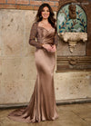Formal Dresses Beaded Long Formal Mermaid Evening Dress Mocha