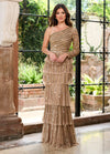 Formal Dresses Long Beaded Layered Formal Evening Dress Nude Gold