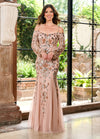 Formal Dresses Long Evening Gown Beaded Formal Dress Blush Rose Gold