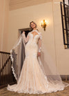 Wedding Dresses Beaded Floral Long Mermaid Wedding Dress Ivory Champagne