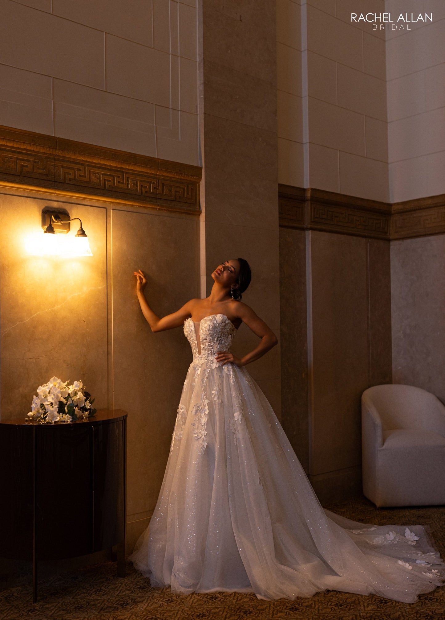 Wedding Dresses A Line Bridal Long 3D Floral Wedding Dress Ivory