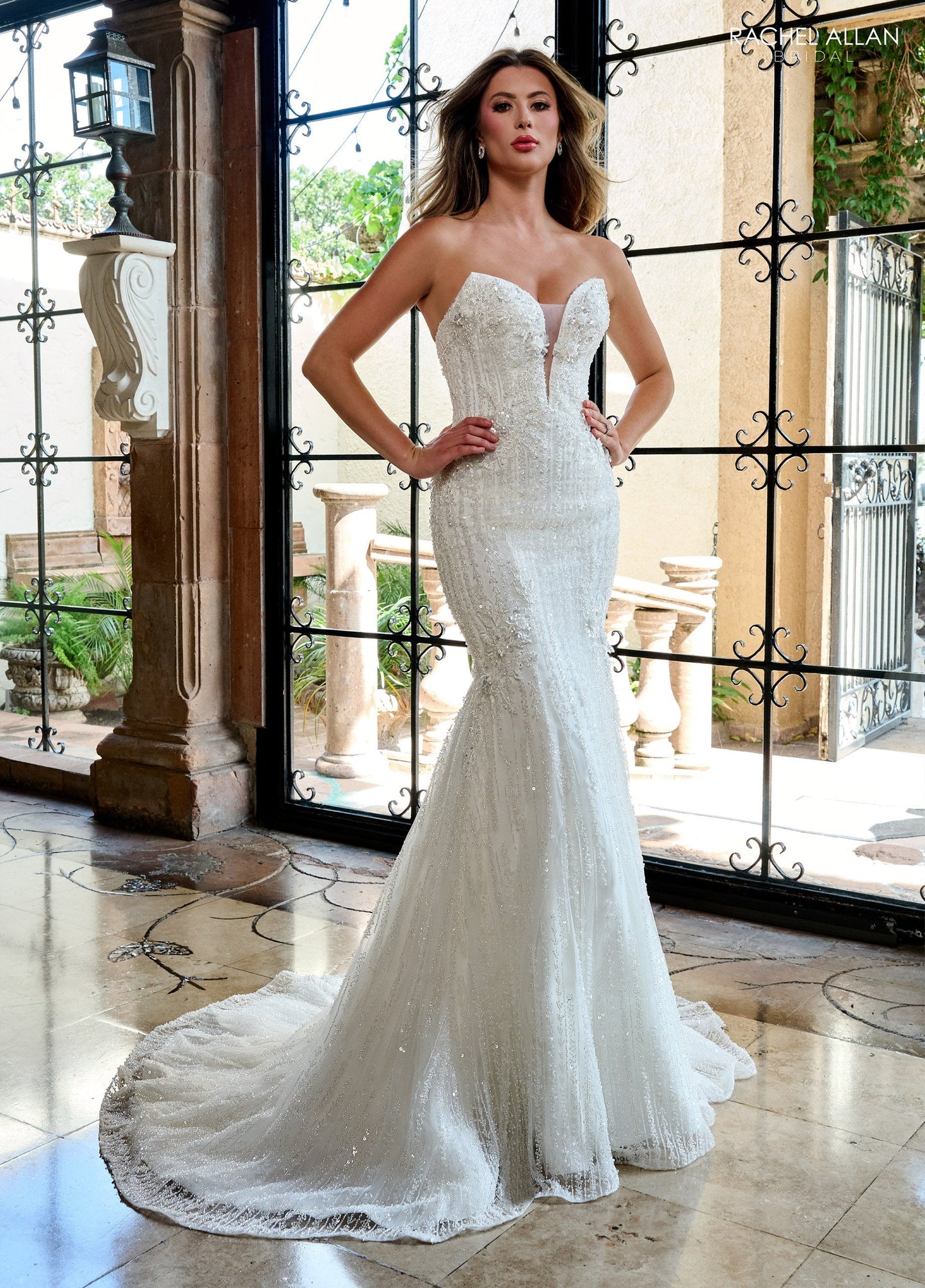 Wedding Dresses Beaded Floral Long Mermaid Wedding Dress Ivory