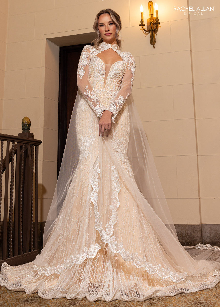 Wedding Dresses Beaded Floral Long Mermaid Wedding Dress Ivory Champagne