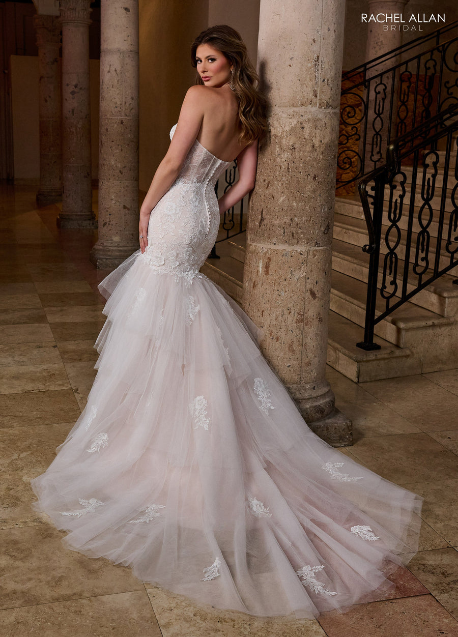 Wedding Dresses Long Mermaid 3D Floral Wedding Dress Ivory Pink Champagne