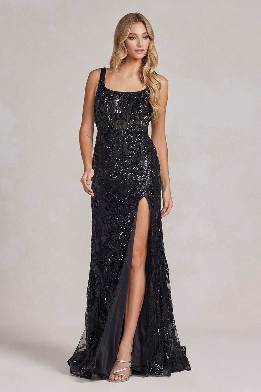 Nox Anabel C1103 Long Sleeveless Beaded Prom Dress