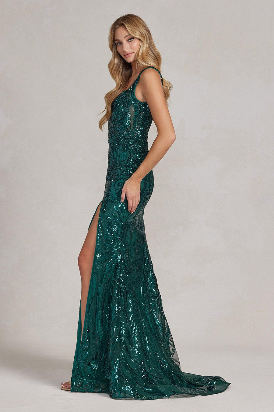 Nox Anabel C1103 Long Sleeveless Beaded Prom Dress