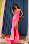 Prom Dresses High Slit Fitted Long Prom Dress Hot Pink