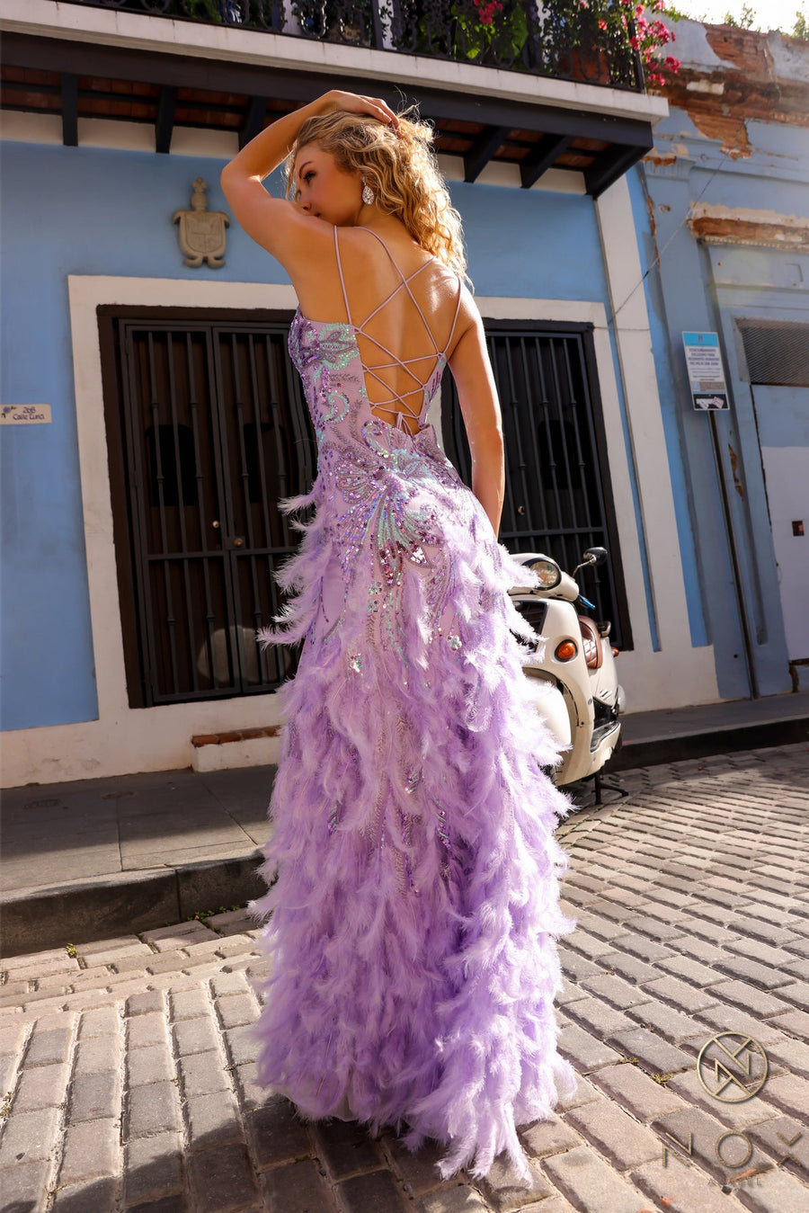 Prom Dresses Formal Long Prom Feathered Dress Lavender
