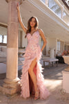 Prom Dresses Formal Long Prom Feathered Dress Rose