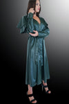 Cocktail Dresses Long Sleeve V Neck Fron Zipper Coat Dress Green