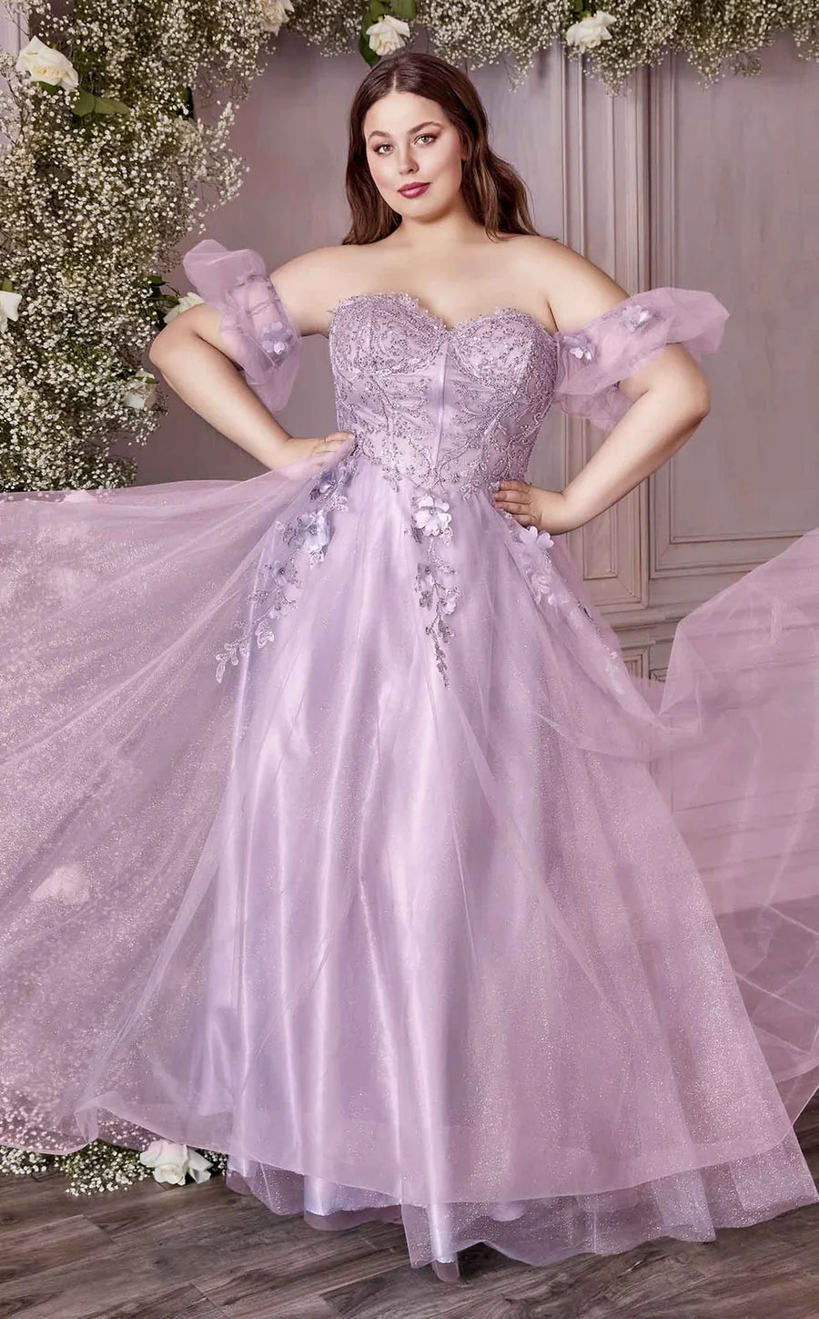 فستان LaDivine CD0191C الرسمي طويل بدون حمالات ومقاس كبير للحفلات الراقصة