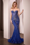 Prom Dresses Beaded Long Formal Fitted Prom Royal