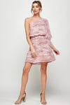 Cocktail Dresses Printed One Shoulder Short Dress Mauve