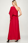 Formal Dresses Long One Shoulder Satin Dress Burgundy