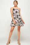 Cocktail Dresses Short Spaghetti Strap Tropical Print Dress Black