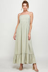 Formal Dresses Long Spaghetti Strap Ruffled Maxi Dress Sage
