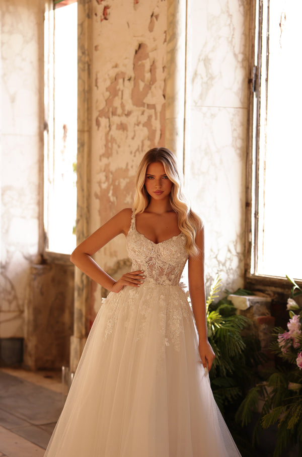 Wedding Dresses A Line Long Corset Wedding Dress Ivory/Ivory