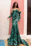 Prom Dresses Embellished Long Prom Mermaid Gown Emerald