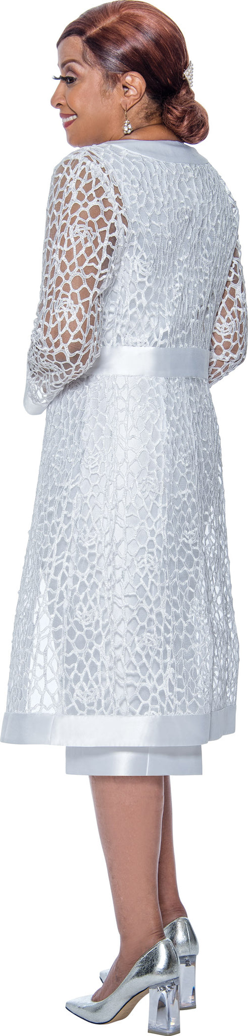 Plus Size Dresses Long Sleeve Formal Jacket Midi Dress White