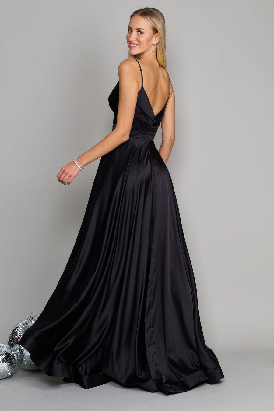 Prom Dresses Long Spaghetti Strap Prom Formal Gown Black