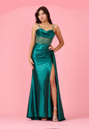 Prom Dresses Long Cowl Corset Formal Prom Dress  Emerlad Green
