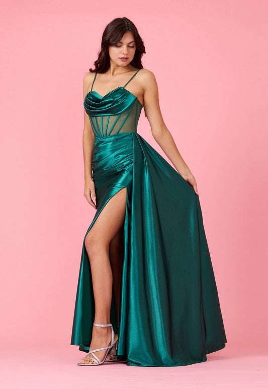 Prom Dresses Long Cowl Corset Formal Prom Dress  Emerlad Green