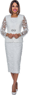 Cocktail Dresses Three Piece Skirt Suit Midi Formal Dress White