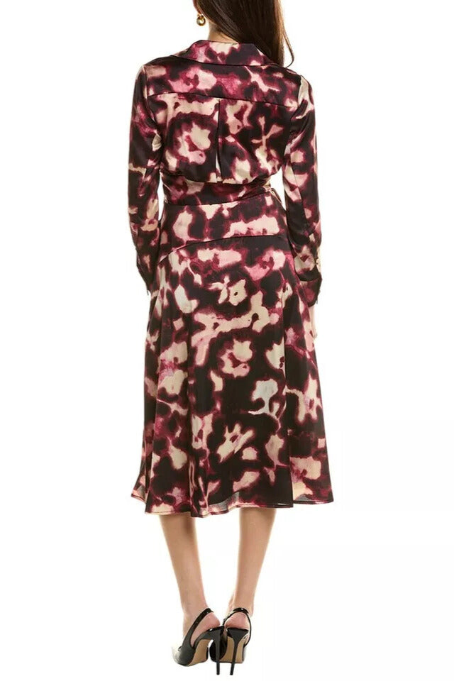 Cocktail Dresses A Line Long Sleeve Printed Cocktail Midi Dress Mulberry Black