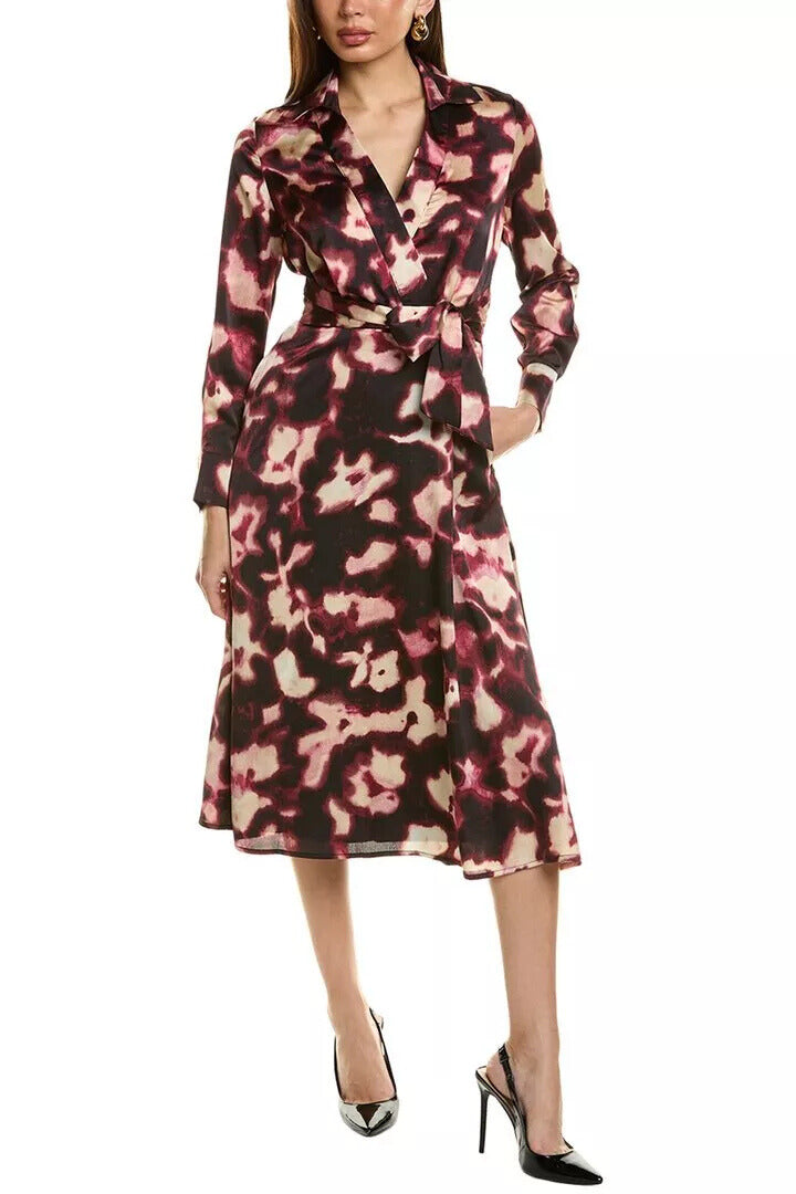 Cocktail Dresses A Line Long Sleeve Printed Cocktail Midi Dress Mulberry Black
