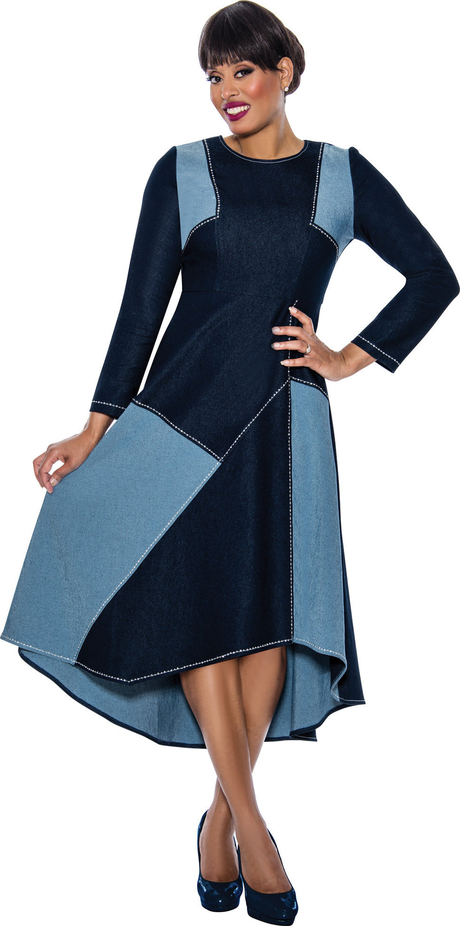 Cocktail Dresses Long Sleeve High Low Dress Blue