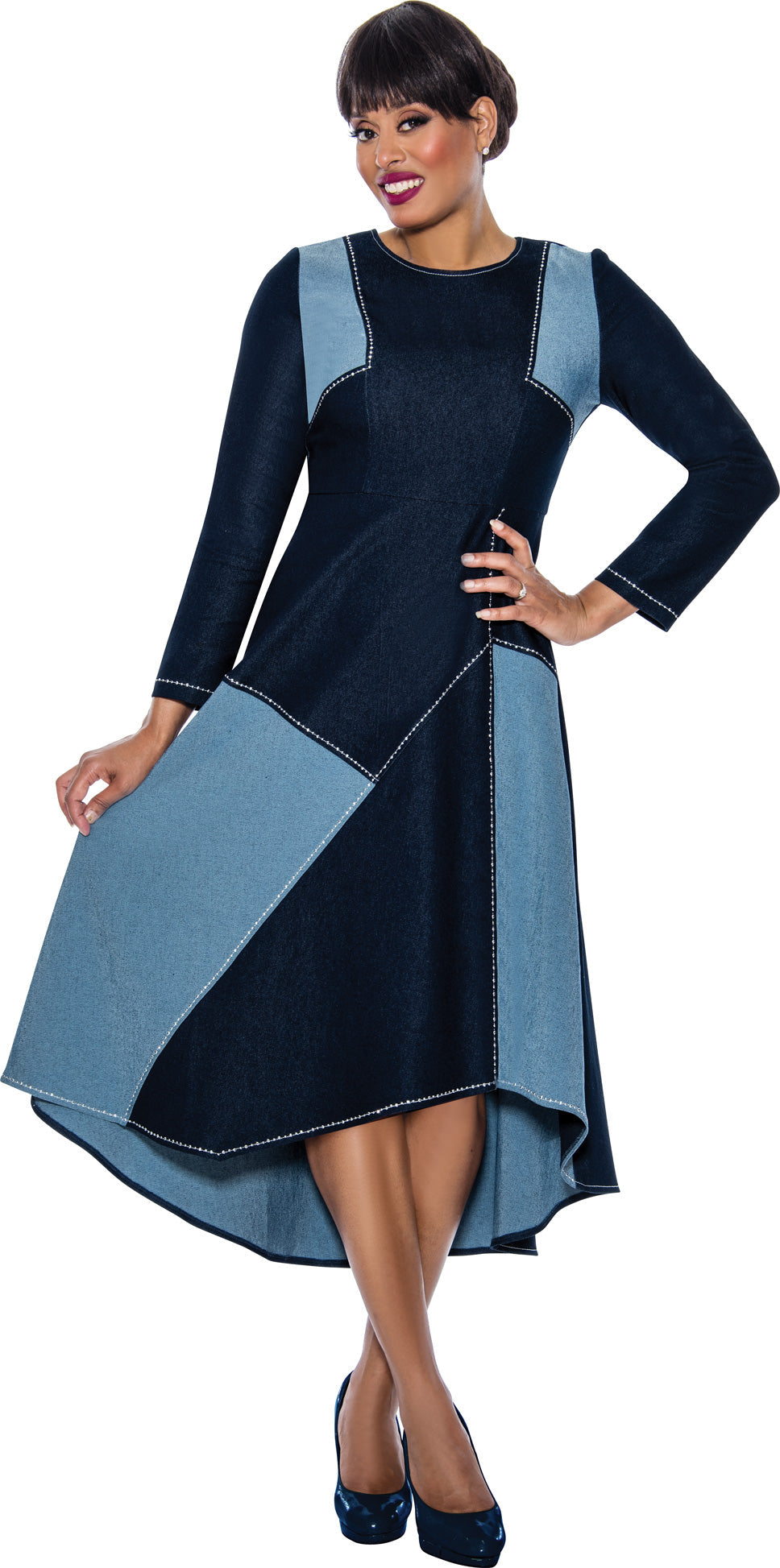 Cocktail Dresses Long Sleeve High Low Dress Blue