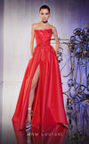 Formal Dresses Long Slit A Line Pleated Formal Evening Dress Fuchsia