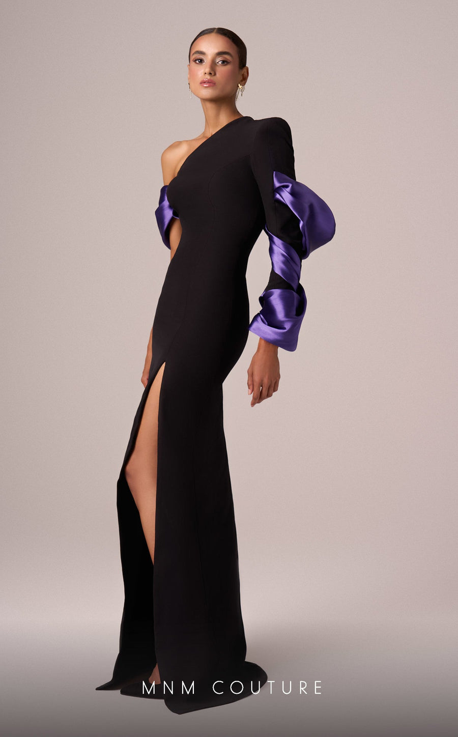 Prom Dresses Fitted Formal Long Evening Dress  Black Purple