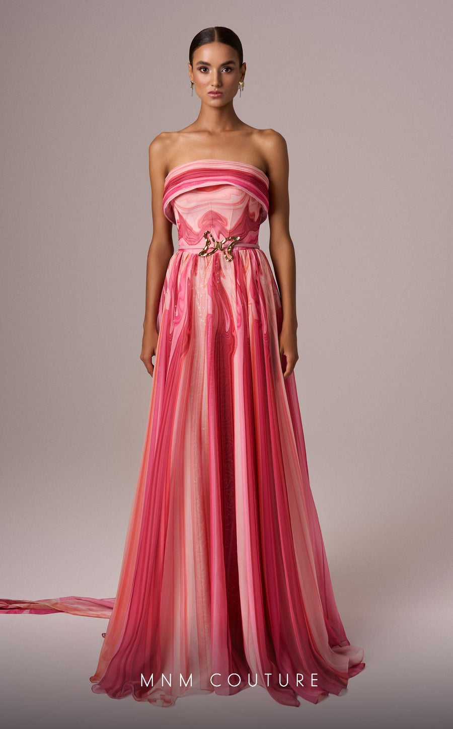 Prom Dresses Long A Line Prom Printed Formal Dress Pink