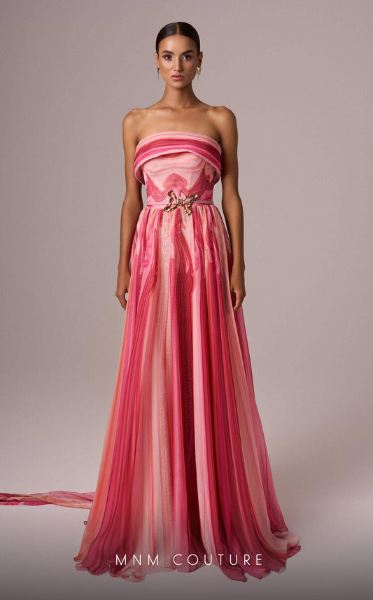 Prom Dresses Long A Line Prom Printed Formal Dress Pink